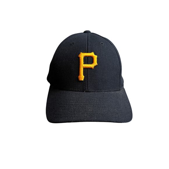 Vintage Pittsburgh Pirates Cap Hat Snapback Adjustable Logo Athletic Black 6305 - Picture 1 of 9